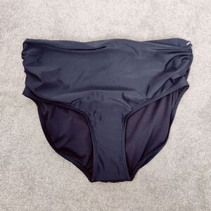 Simon Chang Women's High Waist Bikini Bottom in Black Size US 10 Ruched Goth